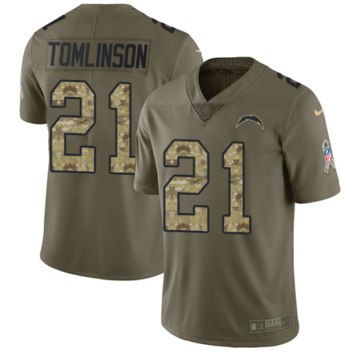 Nike Chargers #21 LaDainian Tomlinson Olive/Camo Men's Stitched NFL Limited Salute To Service Jersey